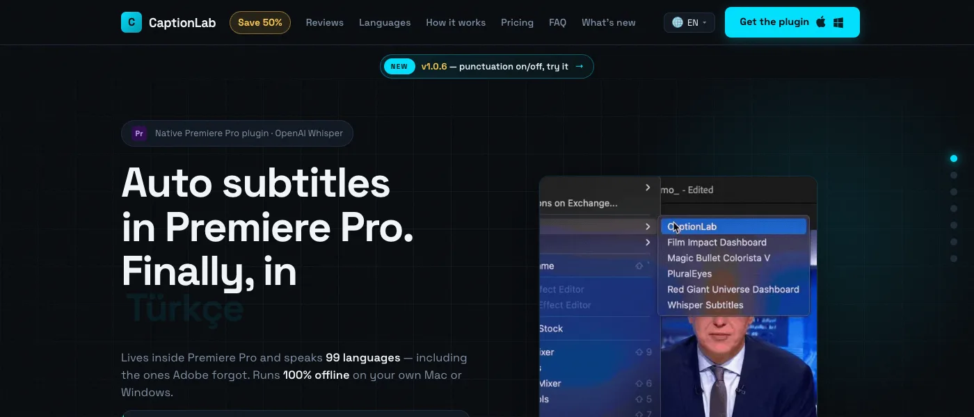 CaptionLab plugin inside Premiere Pro